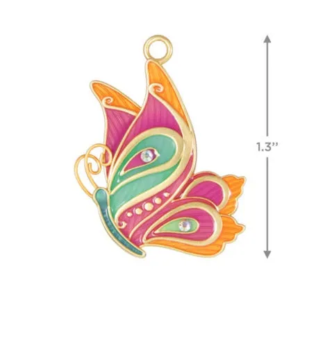 Mini Petite Paisley Butterfly Metal Ornament, 1.3”