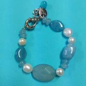 MOKO BRACELET AMAZONITE JADE FRESHWATER PEARLS