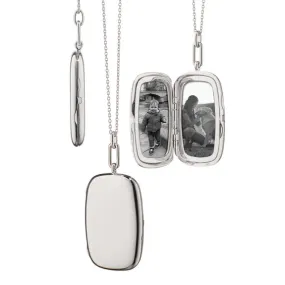 Monica Rich Kosann Sterling Silver Large Slim Rectangular Finn Locket