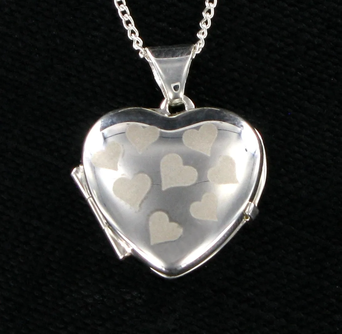 Multi Heart Locket & 16" Curb Chain