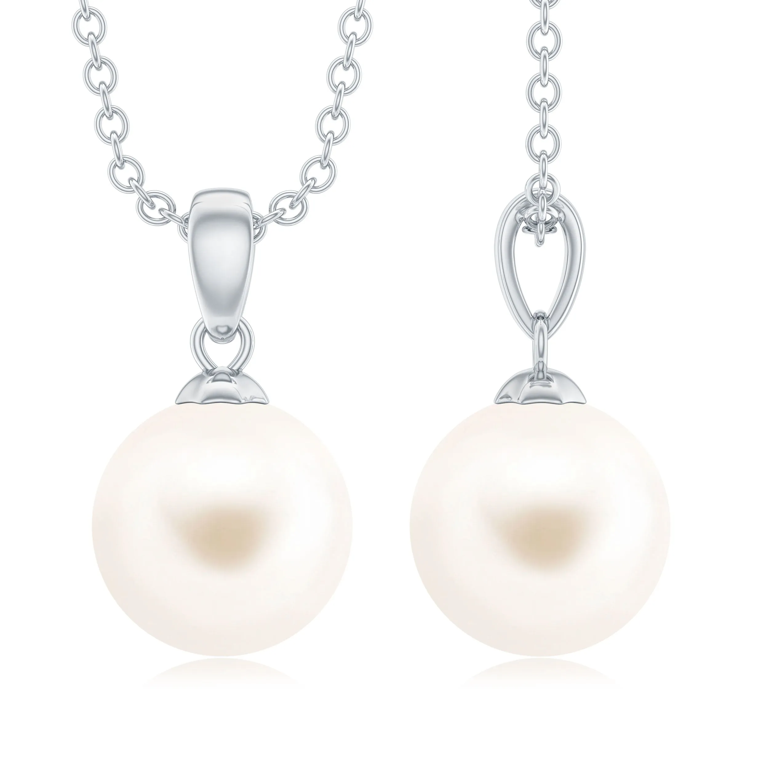 Natural Freshwater Pearl Solitaire Pendant Necklace