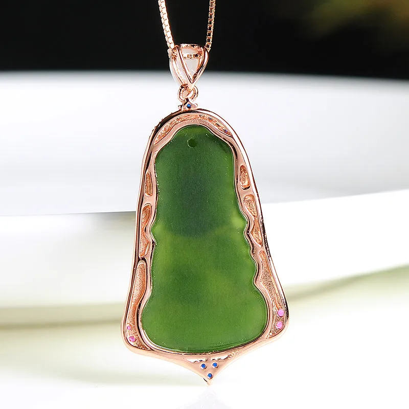 Natural Jade Pendant Nephrite Silver Buddha Baby Pendant PT164