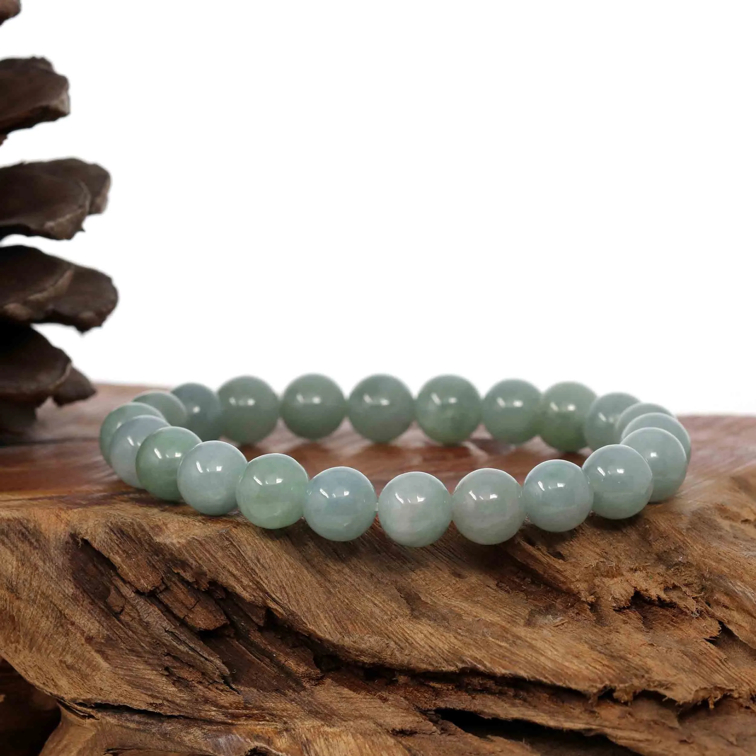 Natural Jadeite Jade 10 mm Round Oil Green Beads Bracelet ( 10 mm )