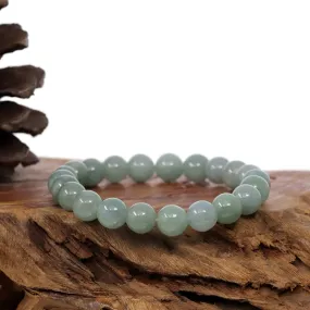 Natural Jadeite Jade 10 mm Round Oil Green Beads Bracelet ( 10 mm )