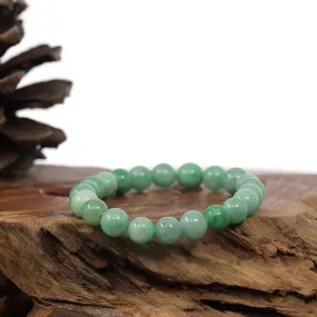 Natural Jadeite Jade Green Round Beads Bracelet ( 8.5 mm )