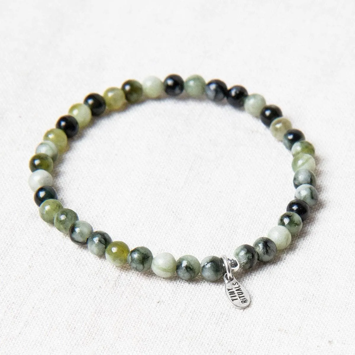 Natural Vine Flower Xiuyu Jade Energy Bracelet by Tiny Rituals