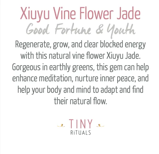 Natural Vine Flower Xiuyu Jade Energy Bracelet by Tiny Rituals