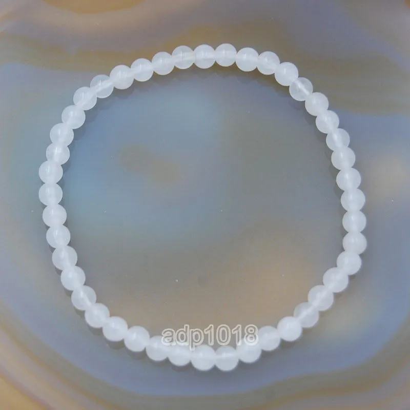 Natural White Jade Gemstone Beads Stretch Bracelet Healing Reiki