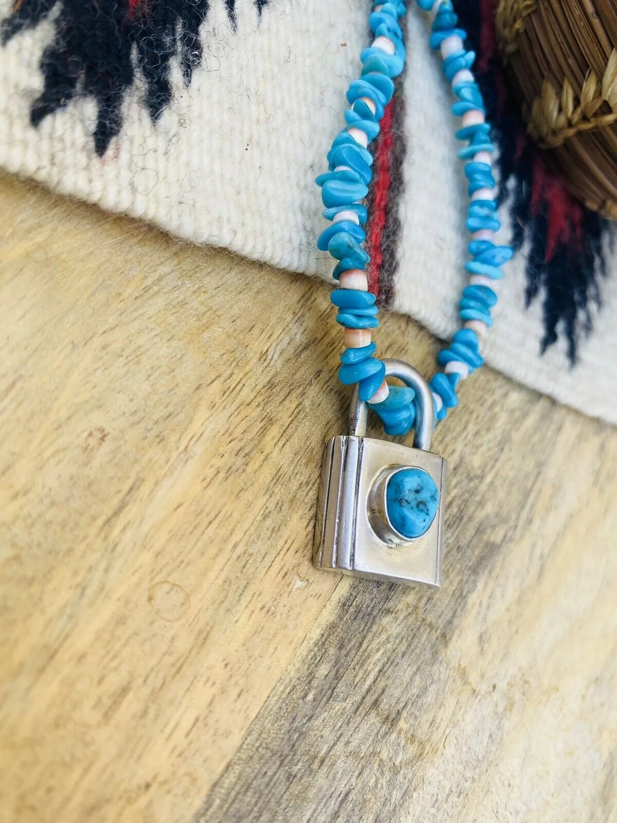 Navajo Turquoise & Sterling Silver Locket Pendant Signed