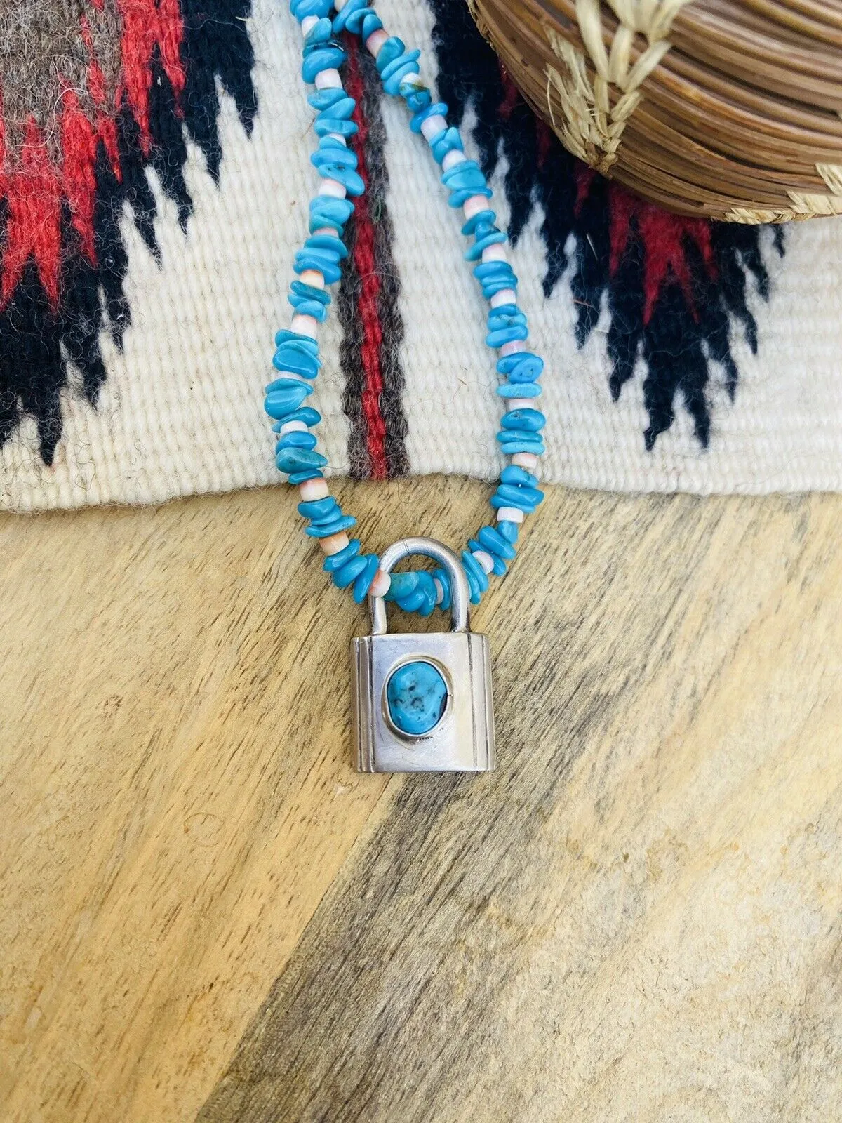 Navajo Turquoise & Sterling Silver Locket Pendant Signed