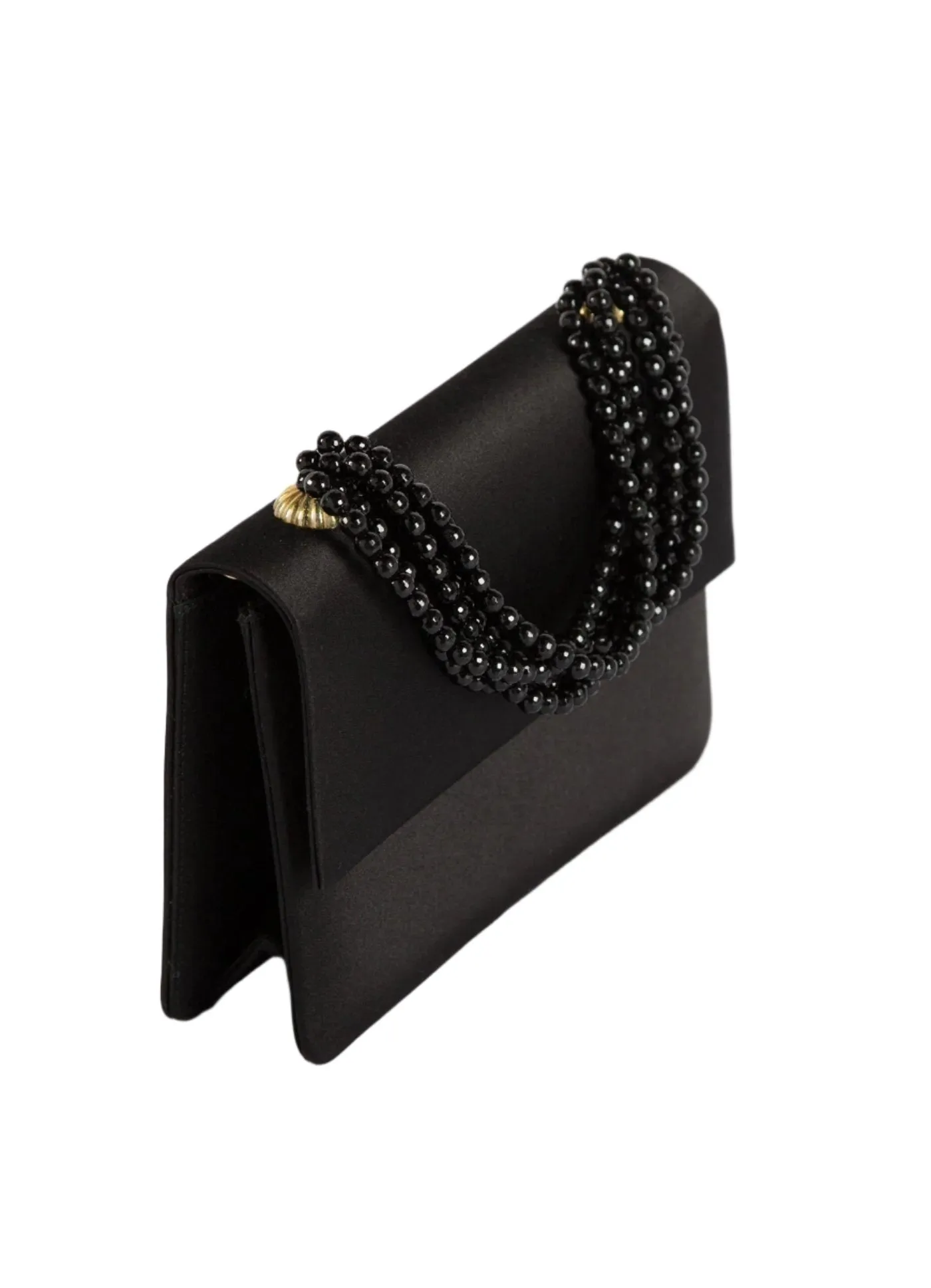 Necklace Handbag, Mini - Black Silk, Black Onyx Handle