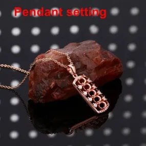 Necklace Pendant Setting Blank Bezel 3x5mm 1pc 2.2g 925 Sterling Silver CZ Semi Mount for 5 Oval Shape Cabochon Cameo Wholesale Available