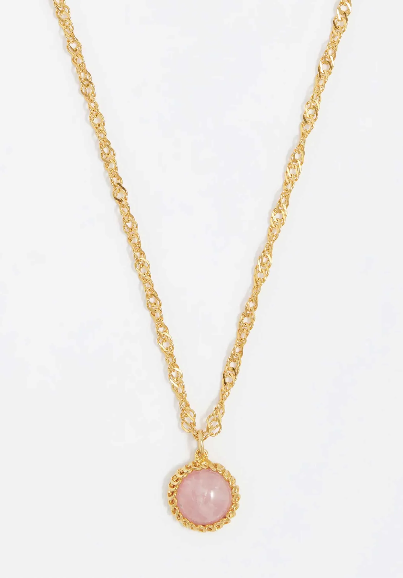 Necklace Rose Quartz Neck Gold-Pink