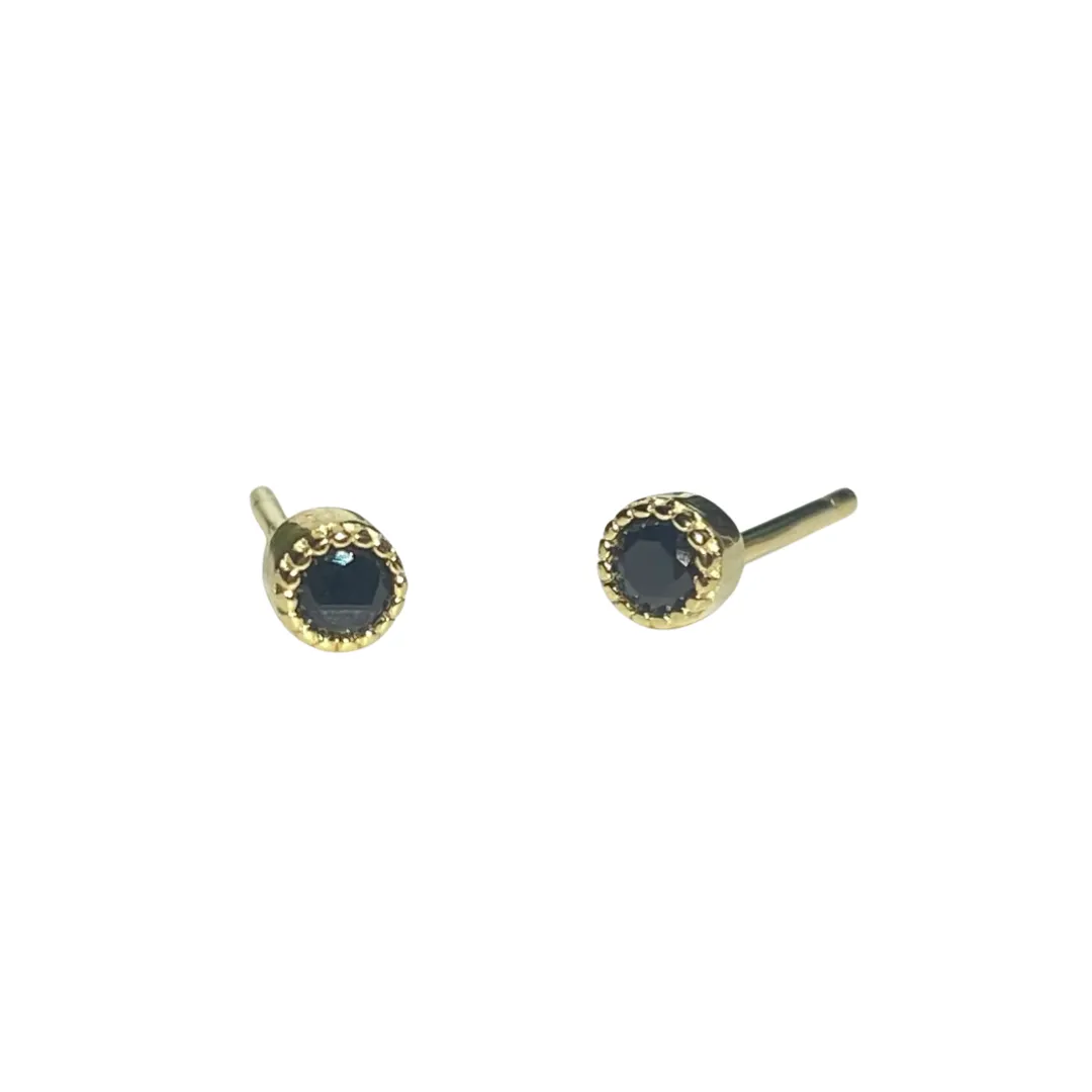 Noellery Tiny Birthstone Bezel Stud Earrings