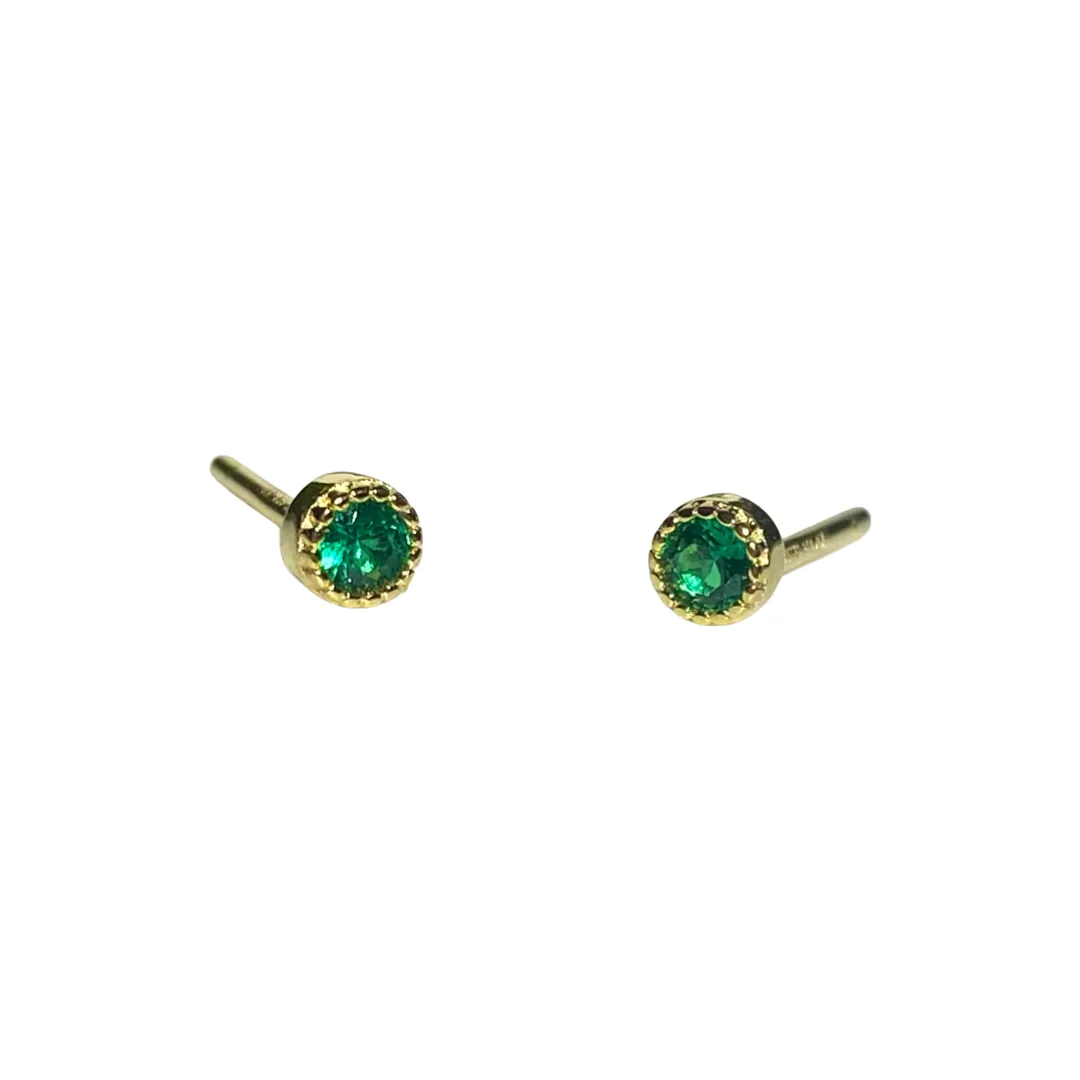 Noellery Tiny Birthstone Bezel Stud Earrings