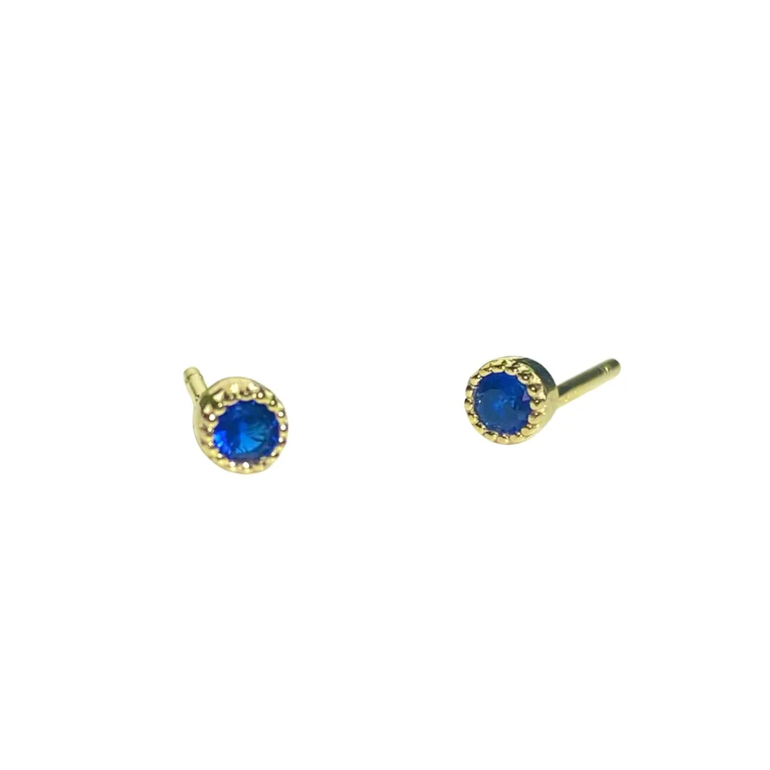 Noellery Tiny Birthstone Bezel Stud Earrings