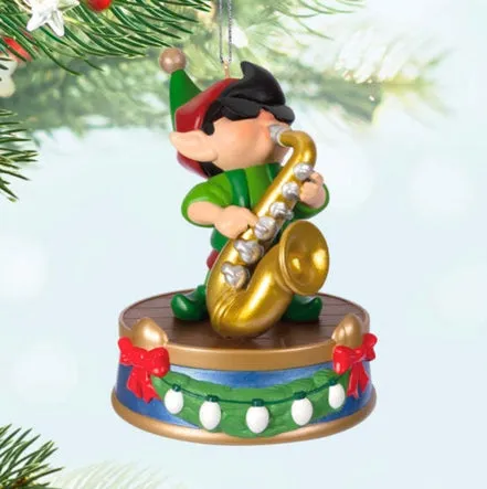 North Pole Tree Trimmers Band Collection Stuey On Sax Musical Ornament With Light