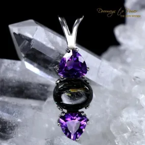 Nuummite Amethyst Crystal Pendant Necklace