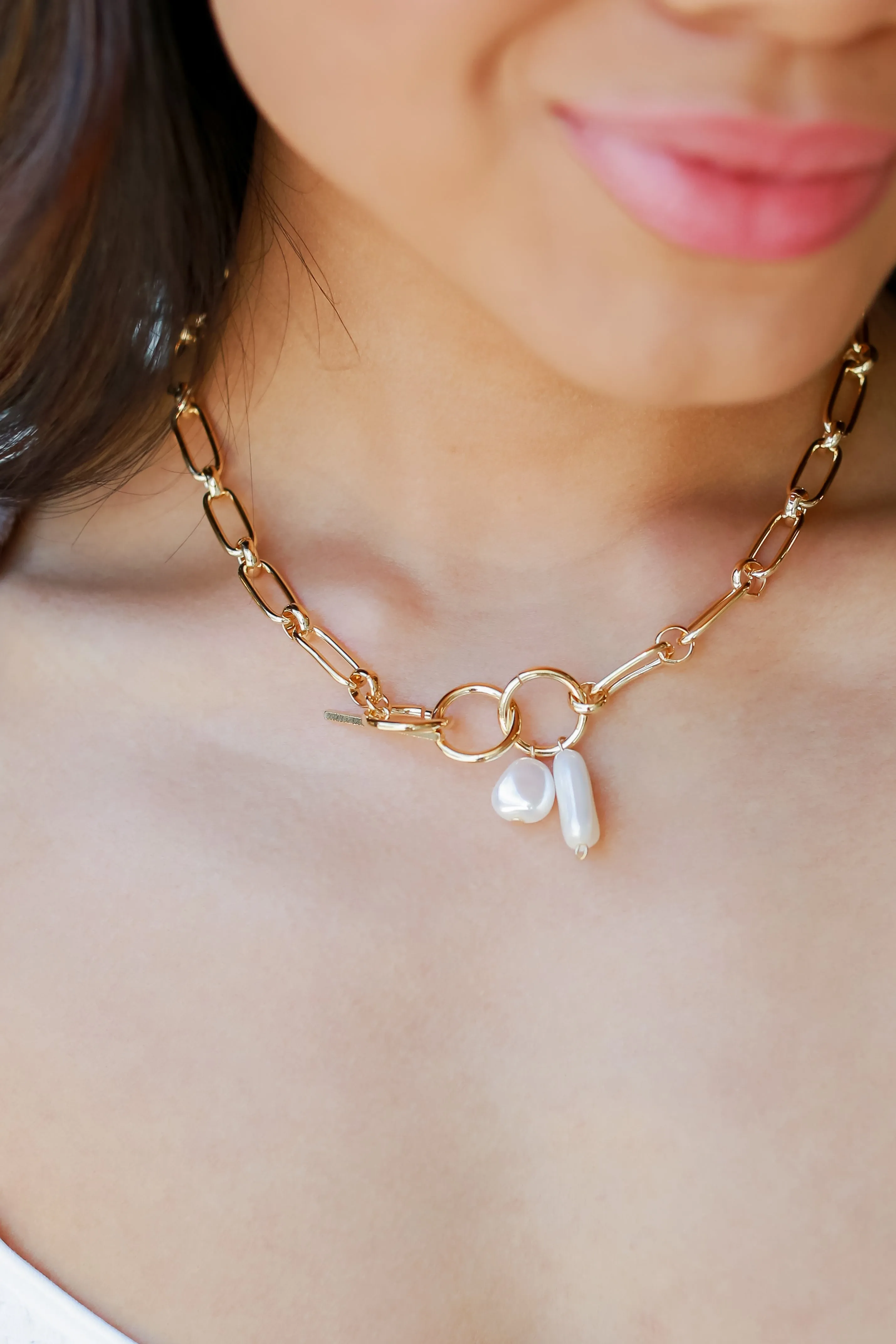 Oakley Gold Pearl Necklace