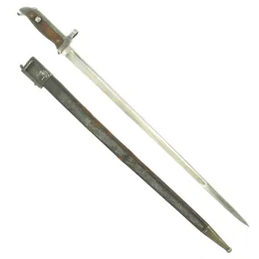 Original Danish Krag–Jørgensen M1915 T-Back Bayonet for Gevær M/89 Rifle with Scabbard