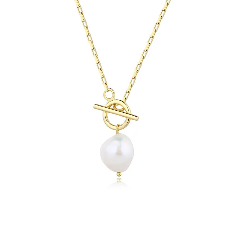 OT Clasp Hoop Pearl Pendant Necklace