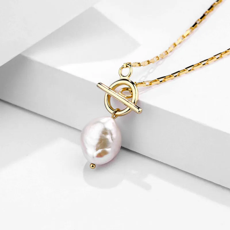 OT Clasp Hoop Pearl Pendant Necklace