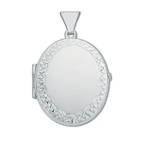 Oval Shaped 925 Sterling Silver Locket Pendant Necklace