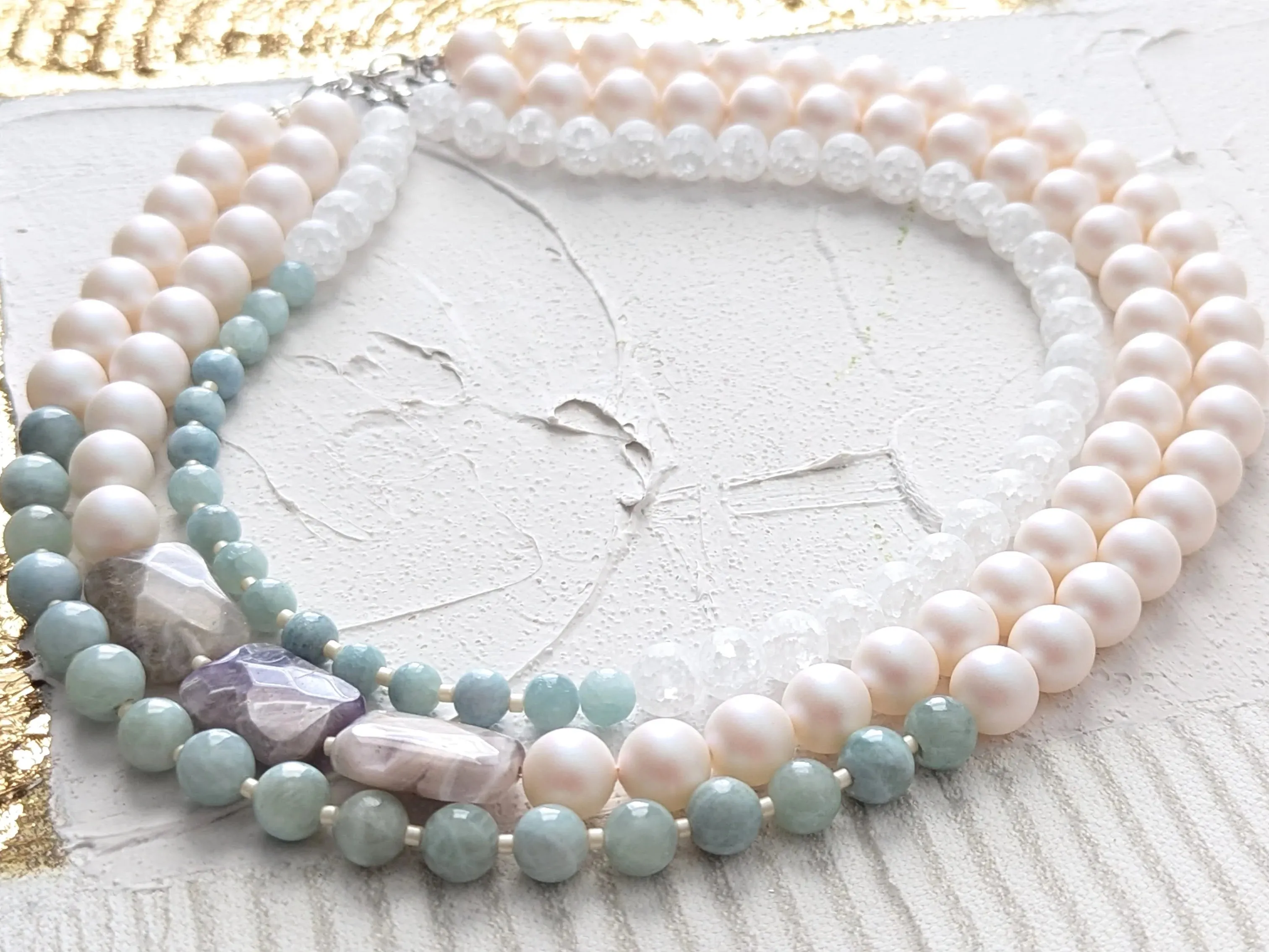 Pearl Layered Necklace with Ice Quartz