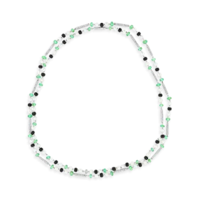 Pearl, Onyx, Emerald & Diamond Necklace