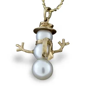 Pearl Top Hat Snowman Necklace