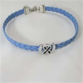 Periwinkle Awareness Ribbon Braided Leather Ribbon  Choker Necklace