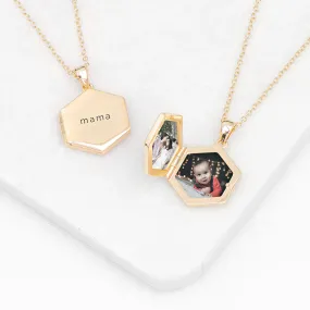 Personalised Hexagonal Photo Locket Necklace