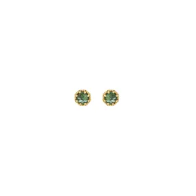 Petite Crown Bezel Emerald Earrings