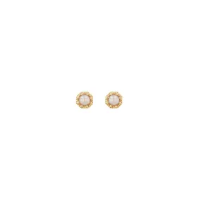 Petite Crown Bezel Pearl Earrings