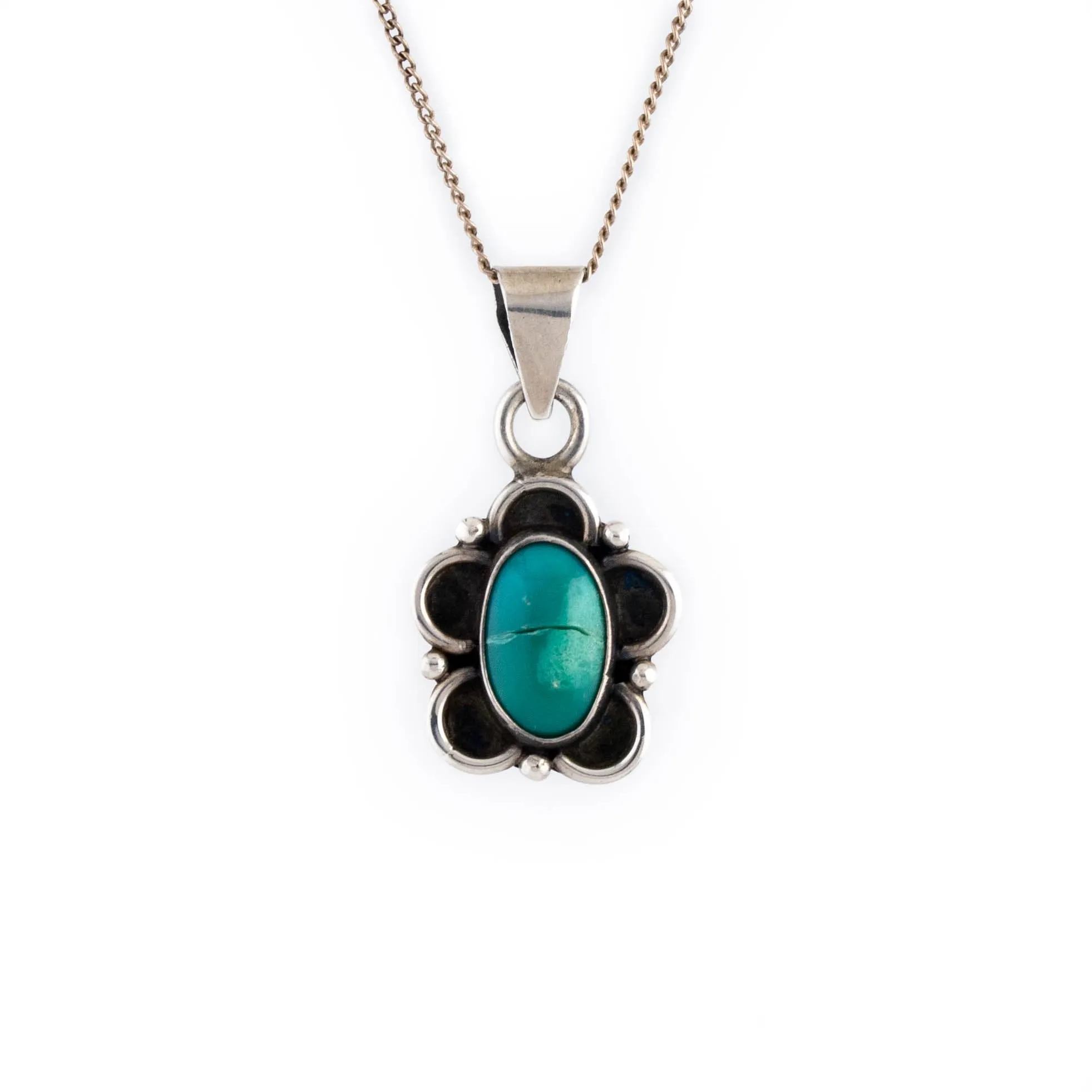 Petite Turquoise Flower Pendant