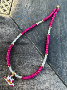 Pink cowgirl hat necklace (choker)