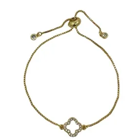 Plated 'Pull' Chain with Small Cz Clover: (PGBT45CLVS)