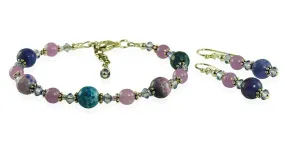 Purple Jade Agate Gemstone Bracelet Set