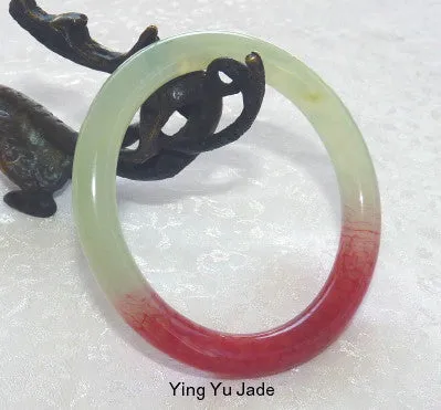 "Kiss of Blood Red" Chinese Jade Bangle Bracelet 56mm (Nj-2666))