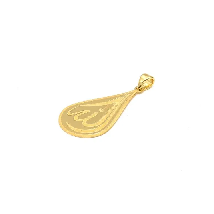 Real Gold Allah Oval Plain Pendant 2439 P 1907