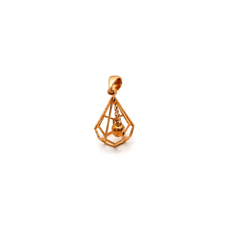 Real Gold Ball Cage Rose Gold Pendant 3001 P 1682