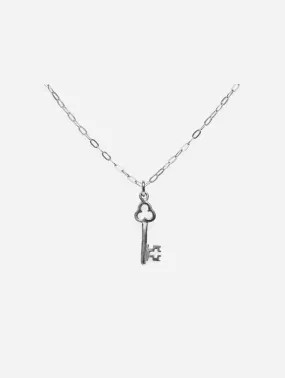 Recycled 925 Sterling Silver Key Pendant Necklace | Silver