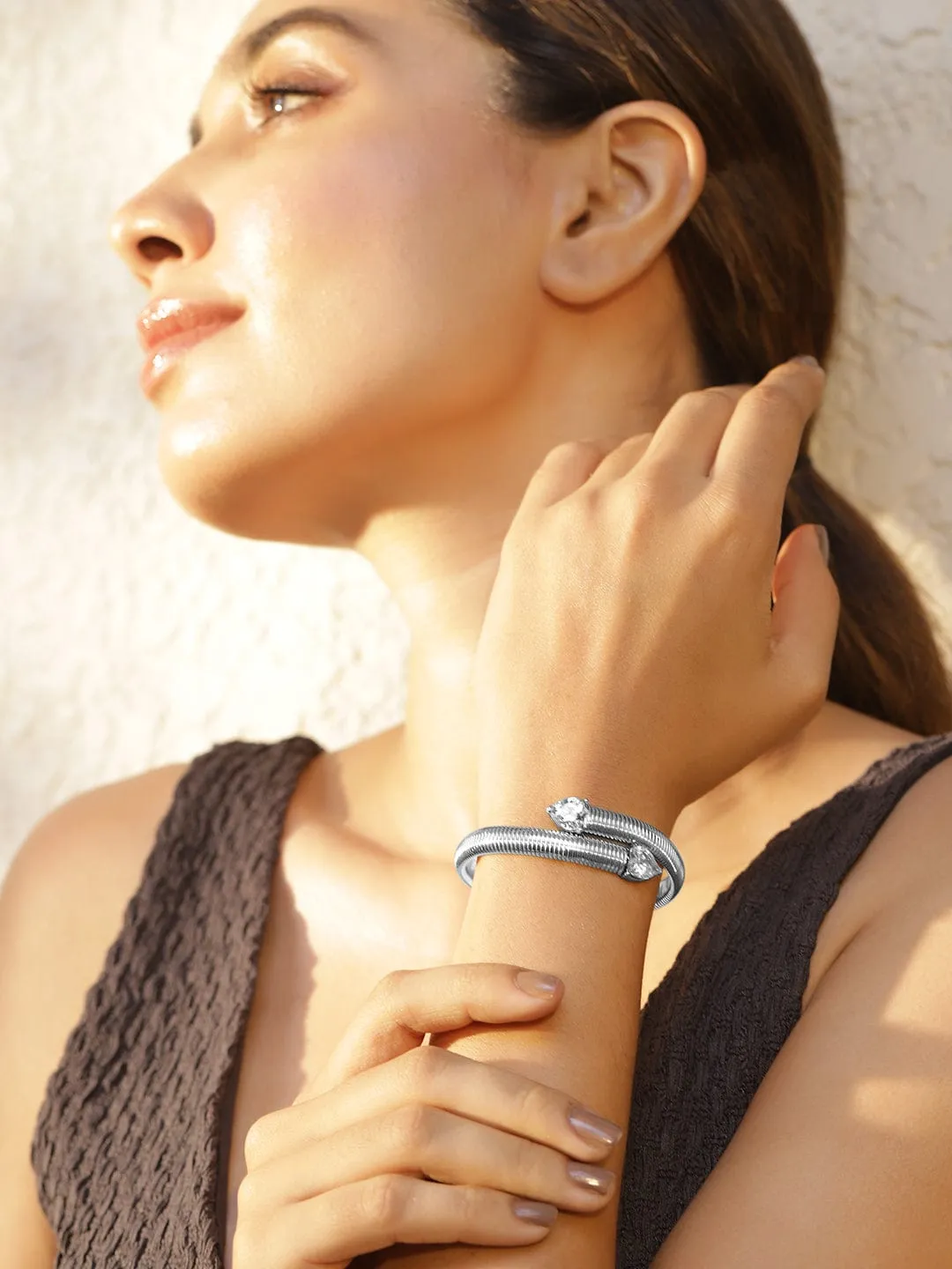 Rhodium-Plated Kada Bracelet