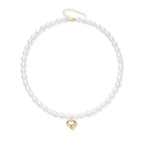 Rice Pearl Necklace with Heart Pendant