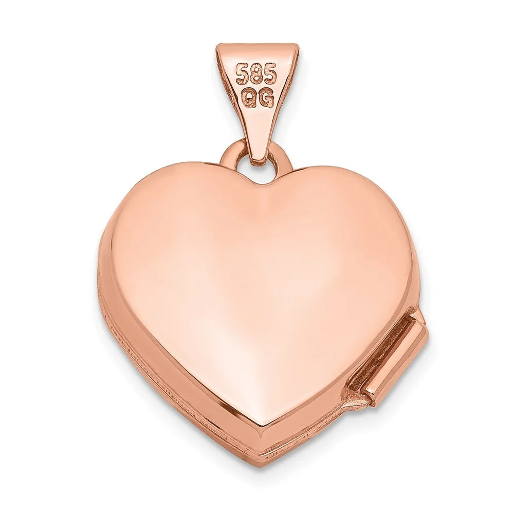 Rose Gold 15mm Plain Heart Locket Pendant - Model XL660