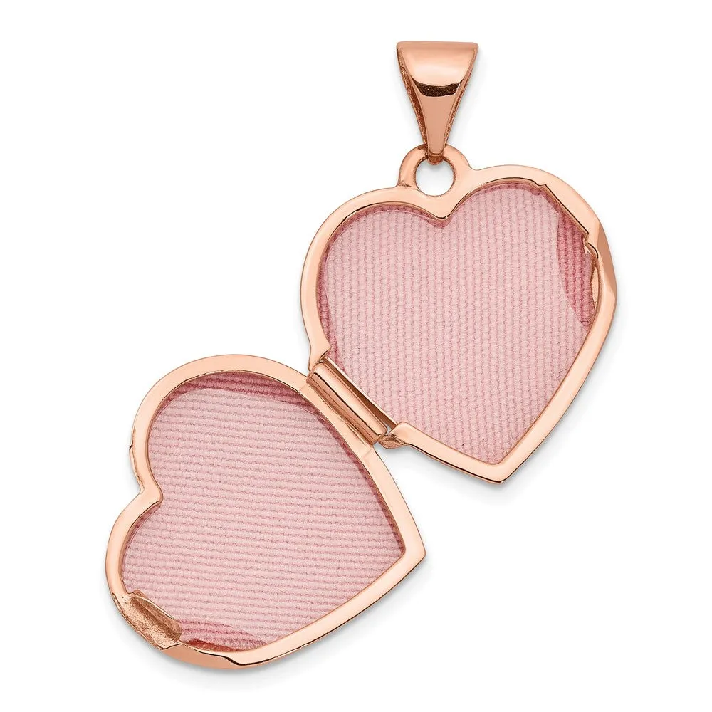 Rose Gold 15mm Plain Heart Locket Pendant - Model XL660