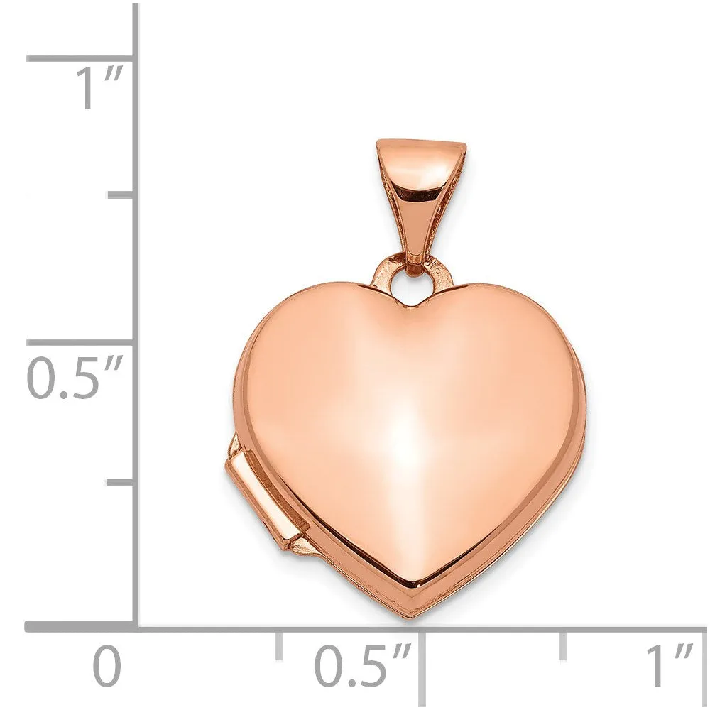 Rose Gold 15mm Plain Heart Locket Pendant - Model XL660