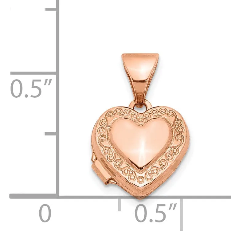 Rose Gold Heart-Shaped Scrolled Locket