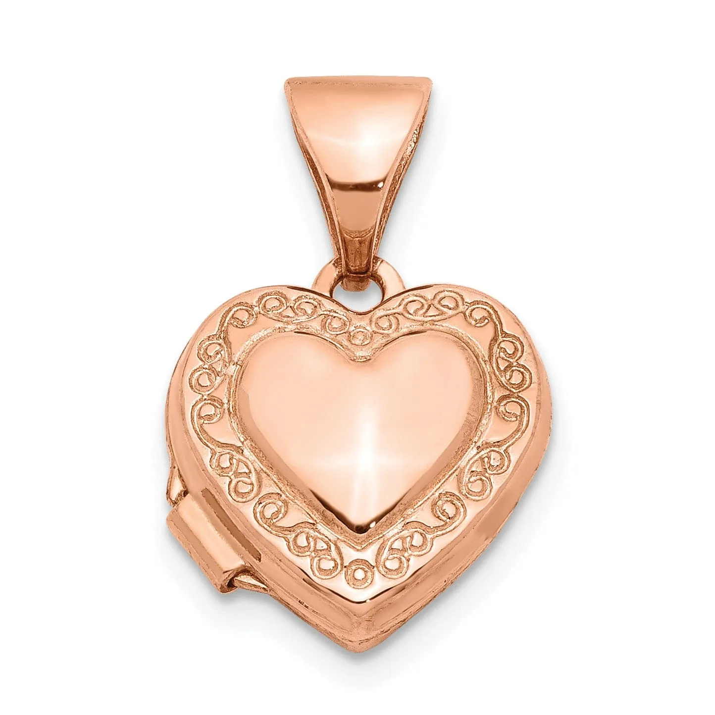 Rose Gold Heart-Shaped Scrolled Locket