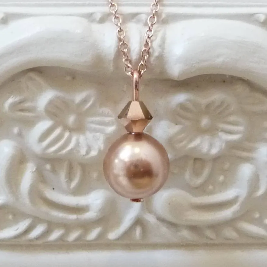 Rose Gold Pearl Drop Necklace